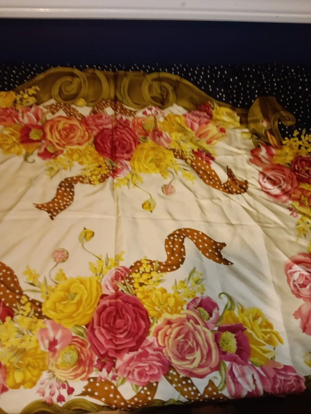 Christian Dior Flower Motif Silk Scarf